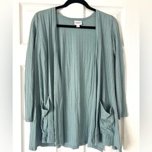Ribbed light Teal Open Cardigan